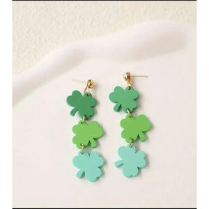 Women's Earrings Green 6.8cm